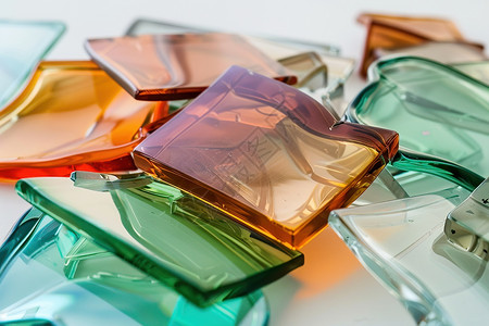 玻璃晶体抽象水晶和多色玻璃的组合背景