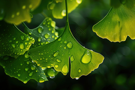 叶子上的水滴银杏叶上的水滴背景