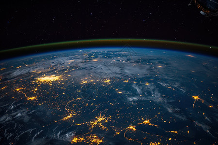 大连星海夜空地球城市灯光照亮黑暗设计图片
