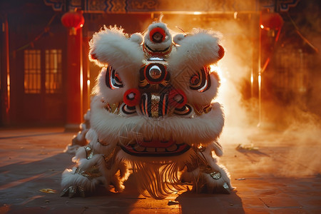 狮峰山传统复古的舞狮背景