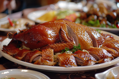 火鸡料理丰盛美食火鸡美味盛宴背景