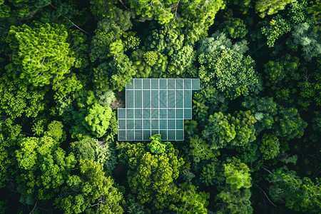 板肠森林中间的一个太阳能板背景