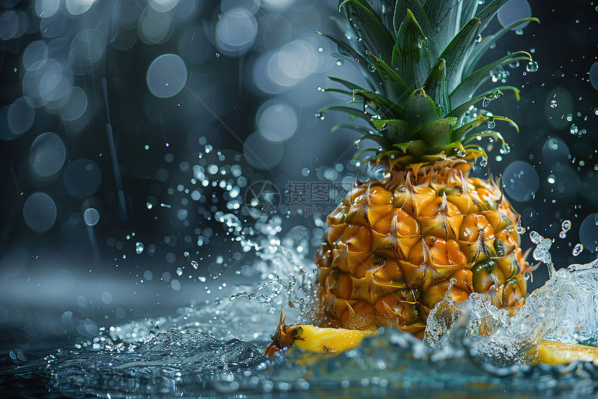 水中健康的菠萝图片
