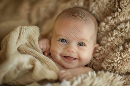 婴儿在一床毛毯上背景图片
