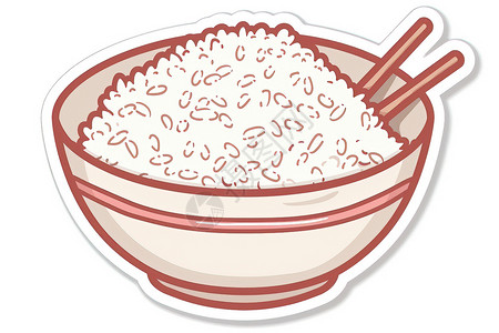 一碗普洱茶一碗可口的米饭插画