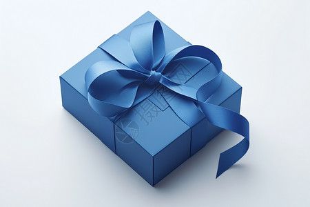 蓝色的蝴蝶结精致的蓝色礼盒背景