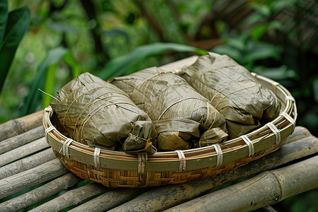 篮子中的粽子篮子中的美味粽子背景