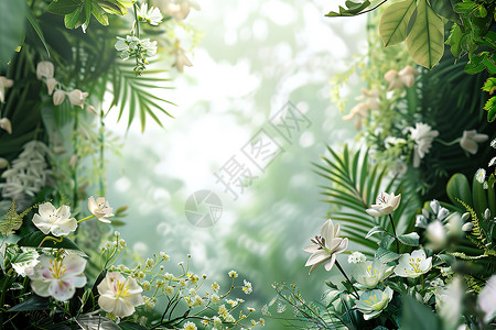 森林花卉森林中盛开的花朵插画