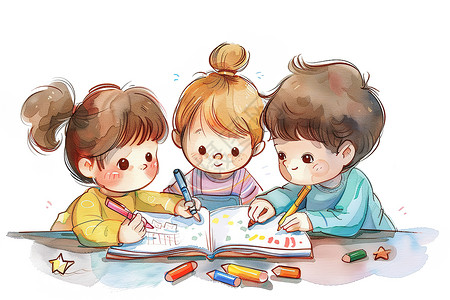 正在画画的儿童正在画画的孩子插画
