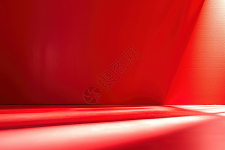红色波浪边框红色背景中的光束插画