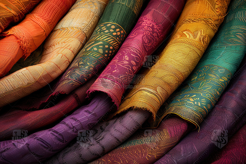 多彩的纺织物图片