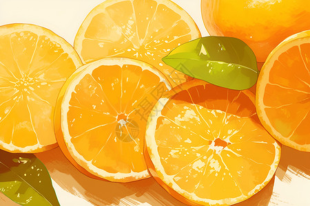 果实饱满的橙子饱满多汁的橙子插画