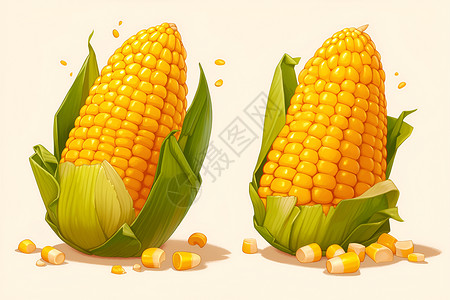 玉米裹着玉米叶插画