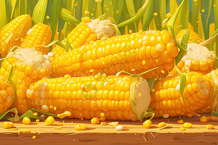 杂粮罐桌子上的玉米插画