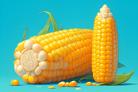 偷粮食金黄的玉米插画
