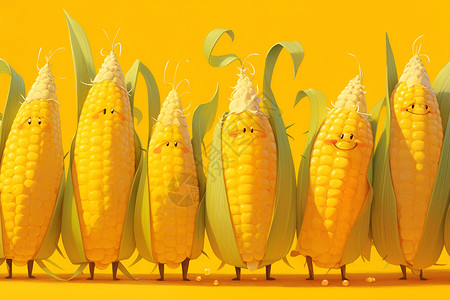 杂粮罐卡通笑脸玉米插画