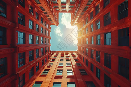 商业城市建筑日光照耀的巨型都市插画