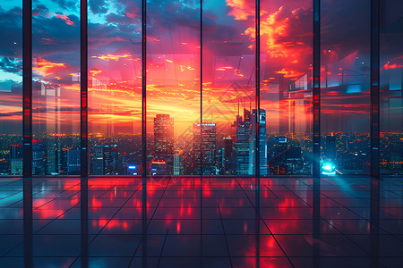 城市霓虹夜景背景图片