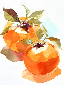 水彩柿子插画高清图片