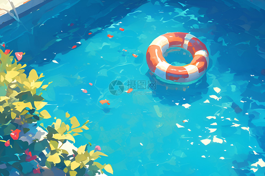 夏日清澈的泳池图片
