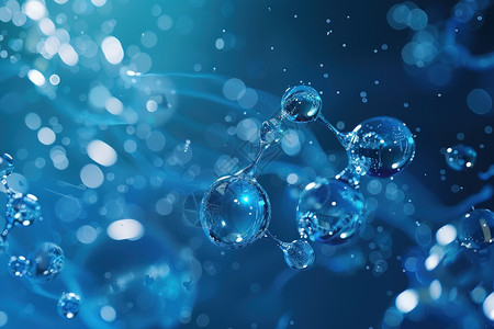 泡泡蓝色大海背景分子结构背景设计图片