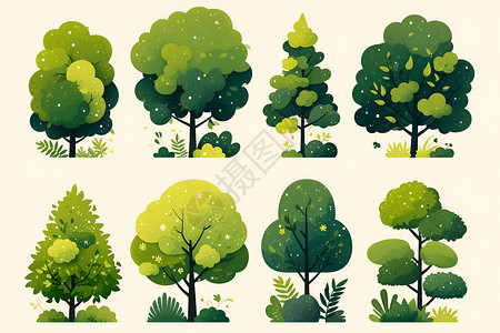 生态图标丰茂生态植物插画