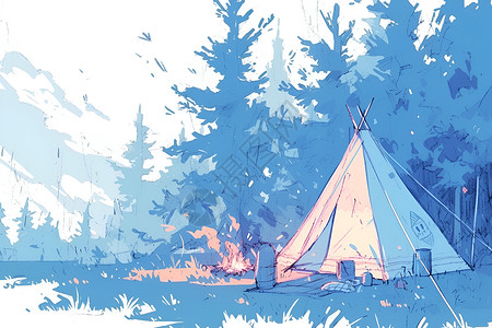 户外的露营帐篷背景图片