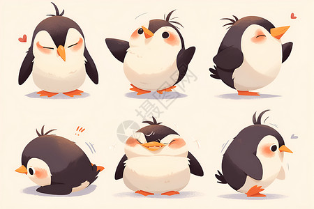 卡通的小企鹅背景图片