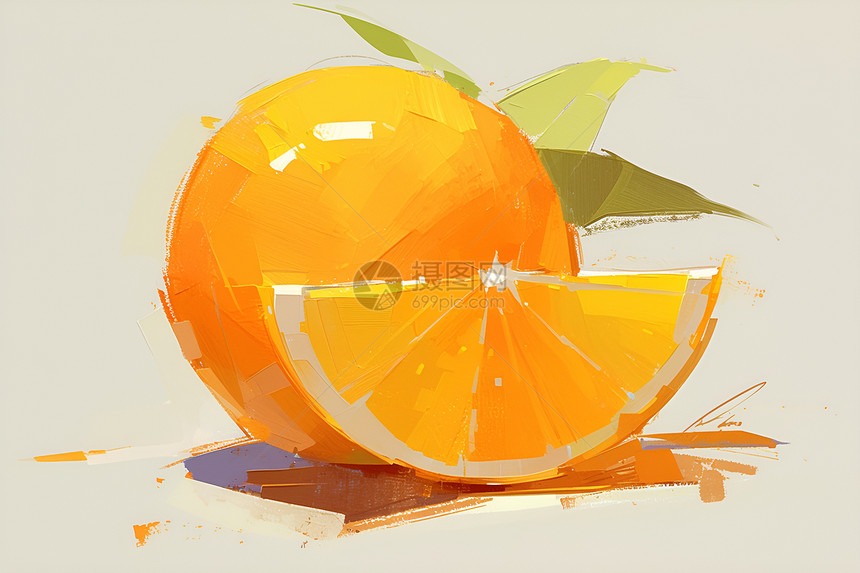 绘画的可口橙子图片