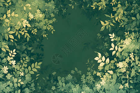 绘画的绿色枝叶背景图片