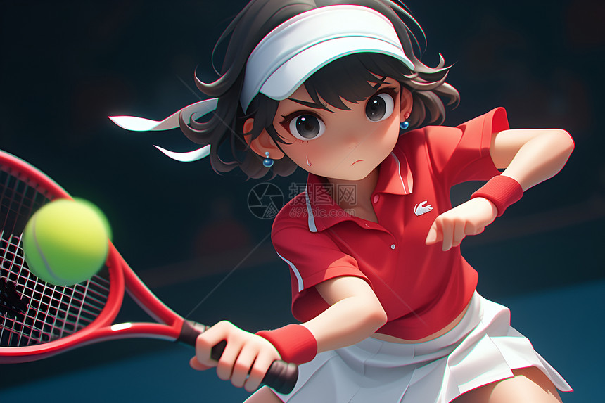 正在打网球的女孩图片