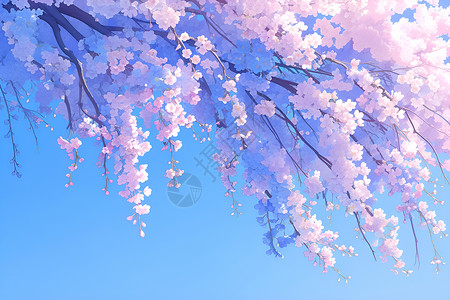 梦幻的花树插画背景图片