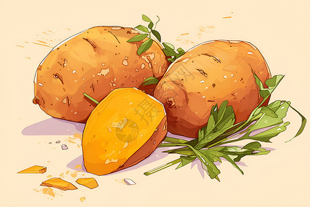 甜蜜红薯甜蜜可口的红薯插画