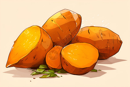 甜蜜红薯健康美味的红薯插画