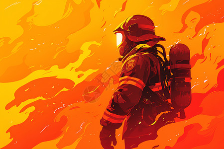 火焰中的消防员背景图片