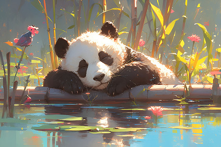 可爱的动物熊猫背景图片