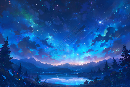 洞房花烛夜夜空中的星辰插画