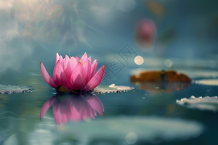 漂浮淡雅花朵粉色花朵在水面上背景