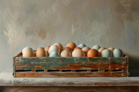 木箱中的鸡蛋背景图片