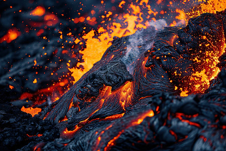 火山爆发的岩浆插画