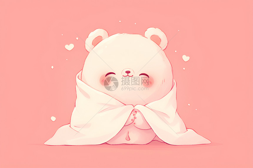 可爱小熊裹着毯子图片