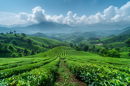 茶樹深山茶园背景