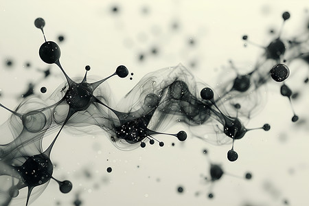 细胞分子结构黑白分子结构插画