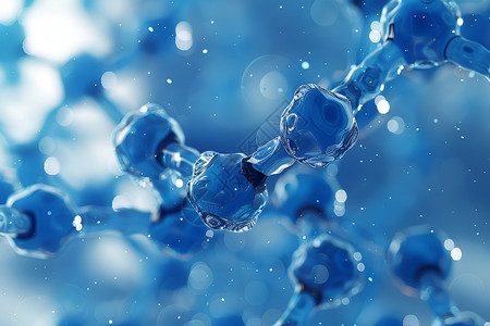 多肽分子结构蓝色分子结构插画