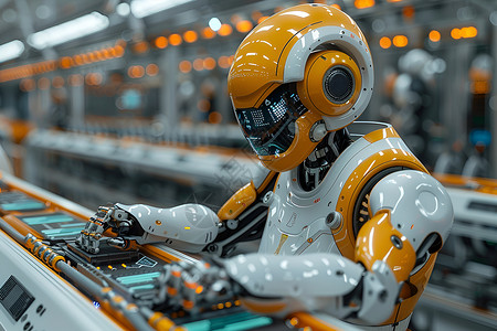 智能机械手工厂智能机器人在工厂中工作背景