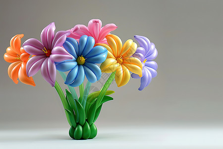 彩色塑料花束插画