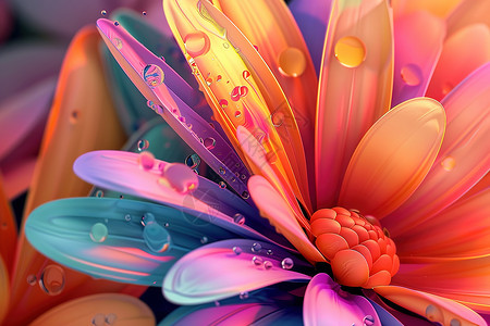 彩色花纹花瓣绚丽多彩的花朵插画