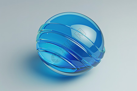玻璃工艺品蓝色球体上的曲线设计图片