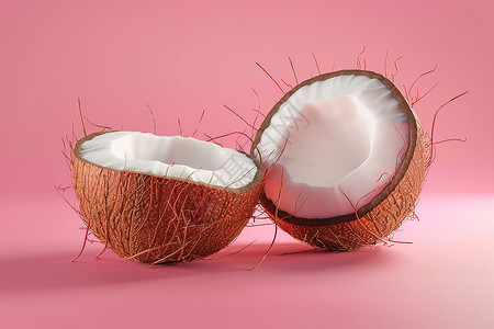 水果椰子切开的椰子背景