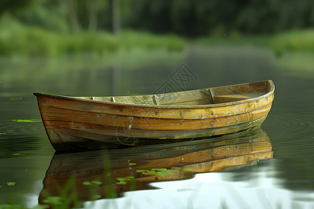 划独木舟湖湖面上的小船背景